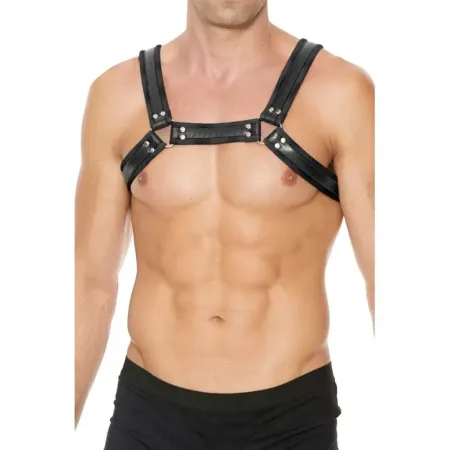 Harnais noir pour pratique BDSM ouch CHEST BULLDOG