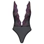 Body Dentelle Florale Décolleté – Noir & Fleurs Lilas | Kissable