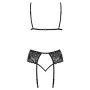 Ensemble Lingerie Dentelle & Powernet – 3 pièces Noir | Kissable
