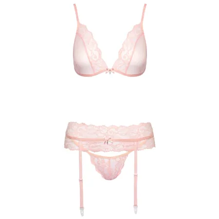 Ensemble Lingerie Rose Dentelle & Tulle – 3 pièces | Kissable