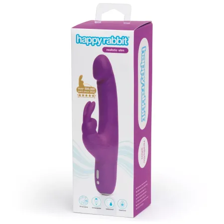 Happy Rabbit Vibromasseur Rabbit Réaliste Slimline Violet | Puissant & Flexible