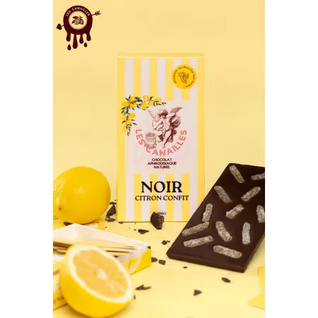 Tablette chocolat aphrodisiaque • Noir Citron confit • 100 g
