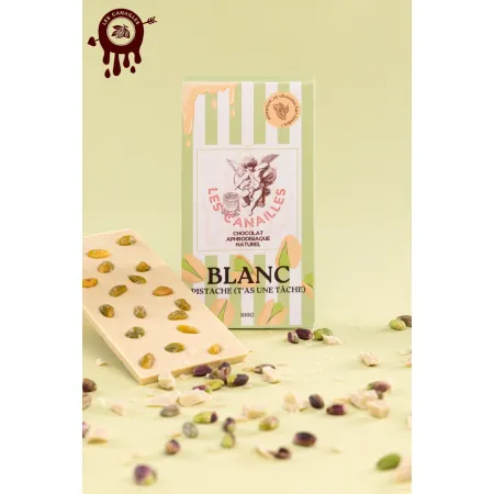 Tablette chocolat aphrodisiaque • Blanc Pistache • 100 g