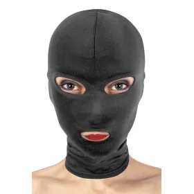 Cagoule BDSM yeux et bouche ouvert spandex noir