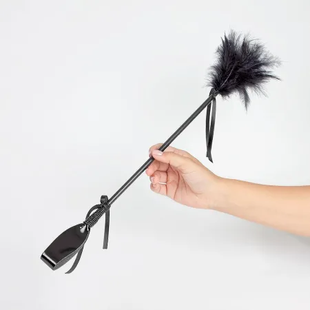 Cravache et plumeau 50 cm noir