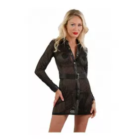 Robe ouverte à boutons pressions Noire bande transparente et opaque
