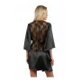 Peignoir kimono satin dentelle noire