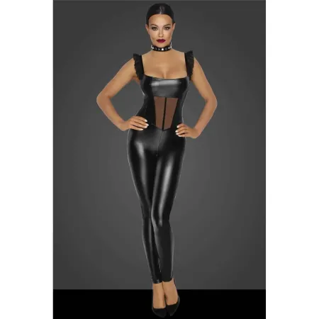 Combinaison wetlook et tulle